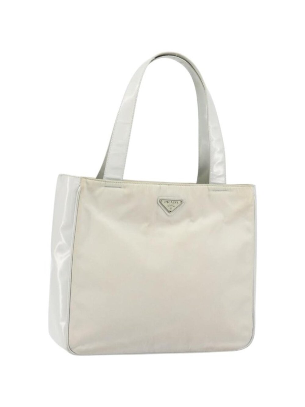 PRADA Tote Bag Nylon Leather Gray Silver